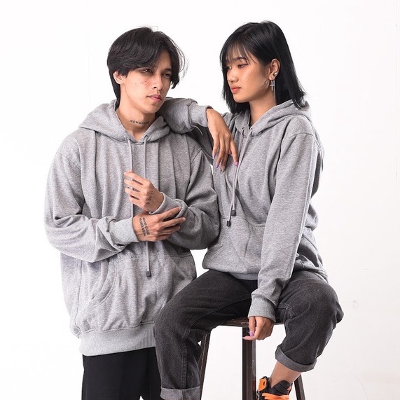 Mcvois Sweater Hoodie Polos Abu Misty Pria Wanita Premium