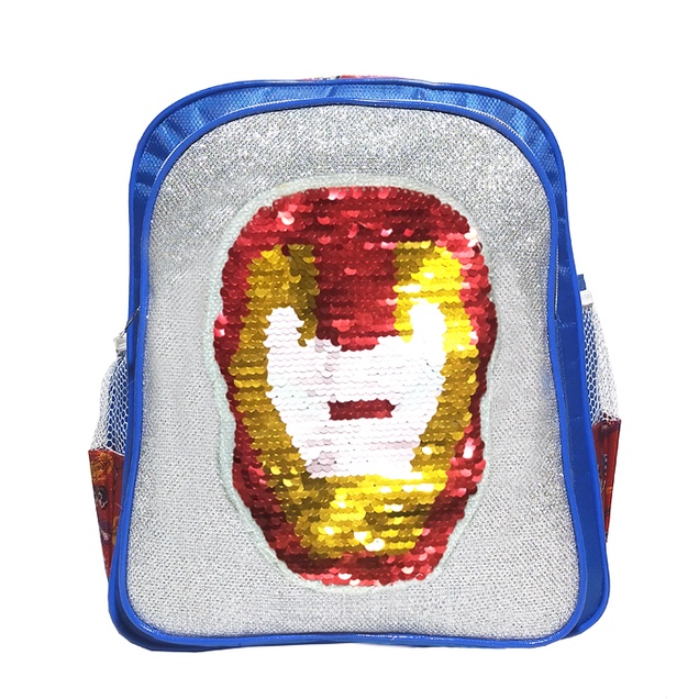 Tas Ransel Sekolah Anak Laki Laki Sequin karakter IRON-MAN Usap Paud / Tk