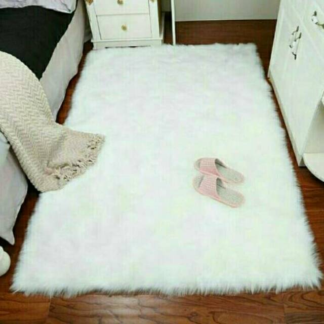  Karpet  bulu  korea import Russian fur white Shopee  Indonesia