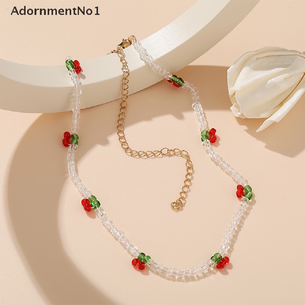 (AdornmentNo1) Kalung Choker Wanita Desain Buah Ceri Transparan Untuk Pesta / Hadiah