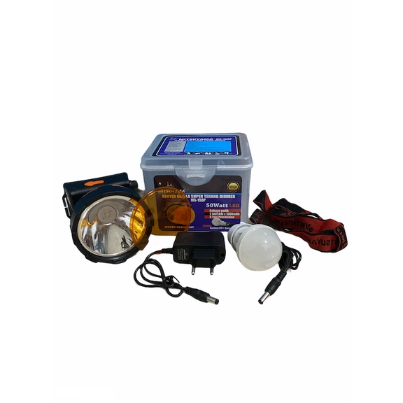 Mitsuyama Senter Kepala LED Super Terang Lithium MS 158P LAMPU PUTIH 50 Watt With Dimmer Switch