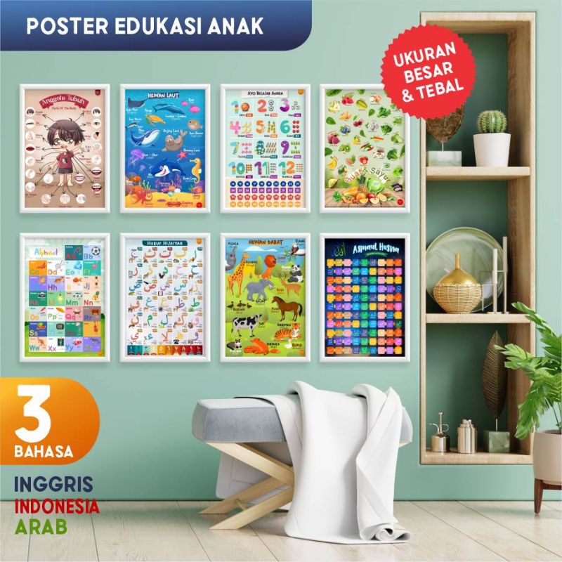 POSTER EDUKASI ANAK | POSTER ANAK PAUD TK SD | UKURAN BESAR & TEBAL | POSTER BALITA
