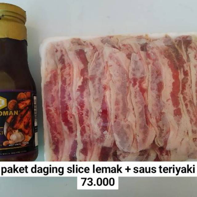

Paket hemat slice lemak 500 gr dan sauce teriyaki 300gr