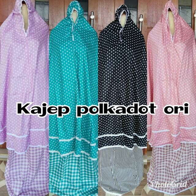 Mukena katun Jepang polkadot dewasa