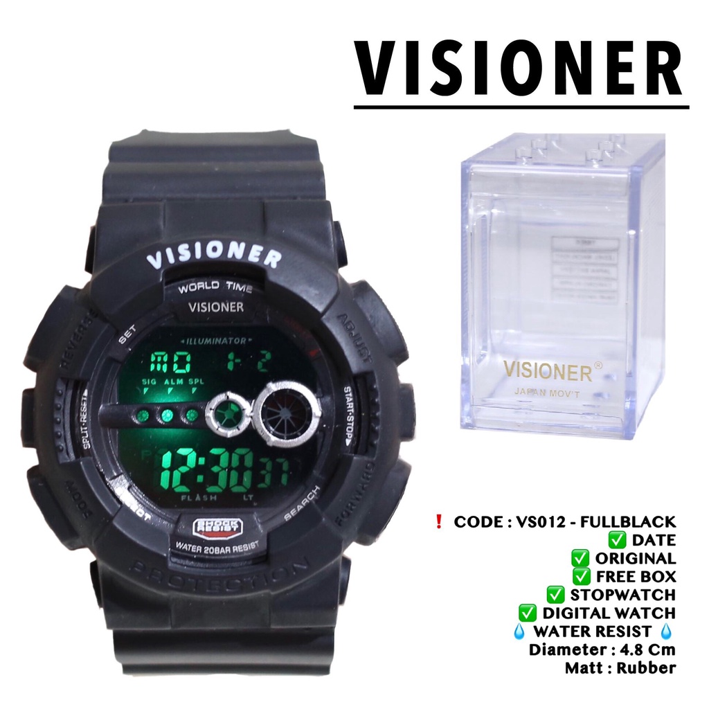 Jam tangan pria original DIGITAL watch VISIONER free box water ressist VS012