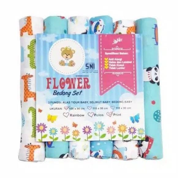 Flower Bedong Print Motif Isi 6 Pcs