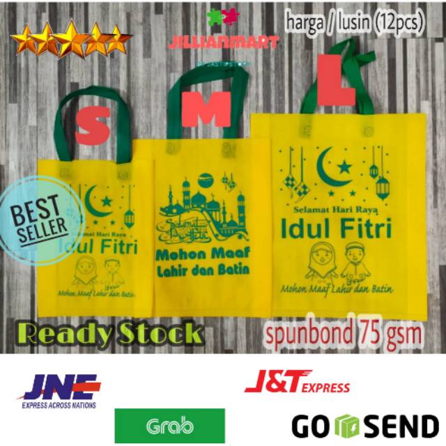 

Goodie Bag Tas Spunbond Idul Fitri Lebaran bukan paper bag paperbag - Hijau, S