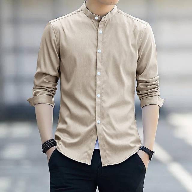 TOTOTAshop.Kemeja koko pria KHABIB.M-L-XL,Bahan cotton stretch.Lengan panjang.