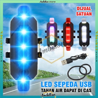 【Bisa COD】Lampu Belakang Sepeda LED USB Rechargeable Anti Air + Kabel cash [BISA COD]