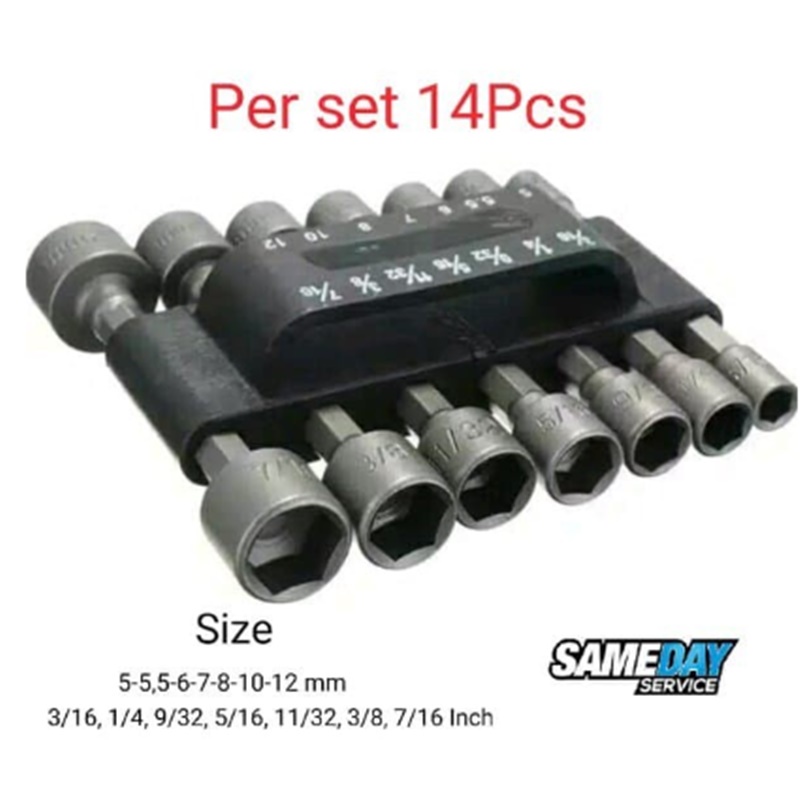 Kunci Sok Magnetik Mata Bor Hex Nut Driver Set