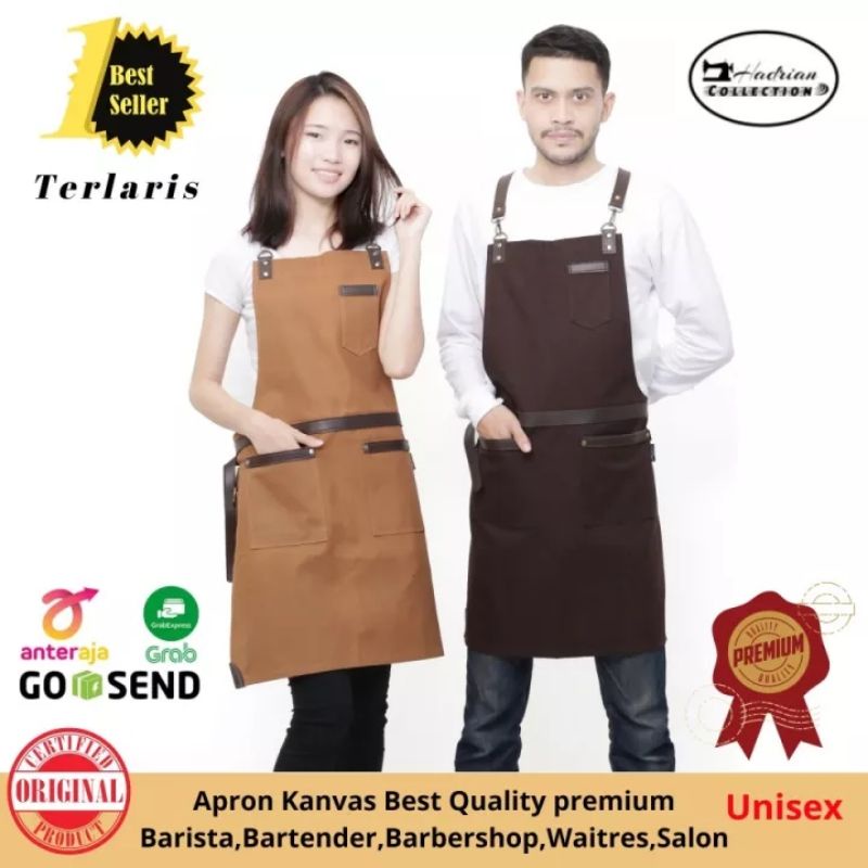 Celemek Apron Barista Canvas Leather Premium Quality Grade A |  Kain Super Tebal - NEW PRODUK