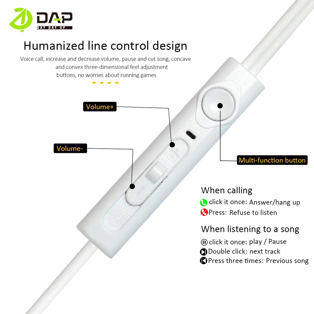 Headset With Mic DAP DH-F11 Hifi Headset Stereo Jack 3.5 120cm