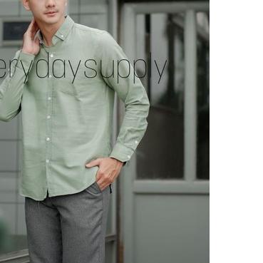 ✯ Kemeja Polos Pria Slimfit Panjang Hijau Mint Kemeja Pria Warna ➨