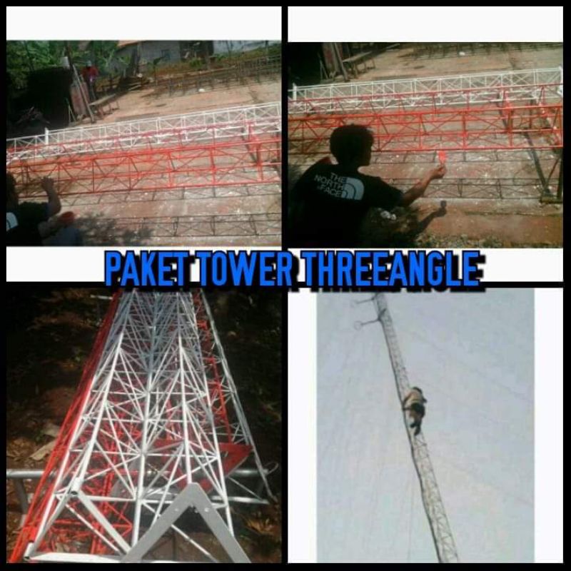 PAKET TOWER TRIANGLE SISI 20CM 25CM 30CM PERSTAGE 4 METER UNTUK RADIO SIARAN,AMATIR,INTERNET,WIFI DL
