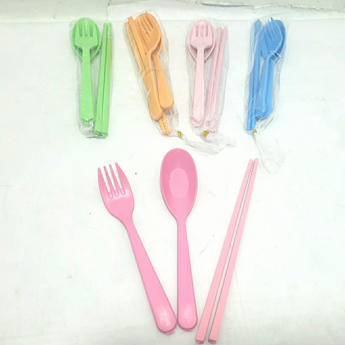 Elmart Sendok Garpu Sumpit Plastik Cutlery Travel Set