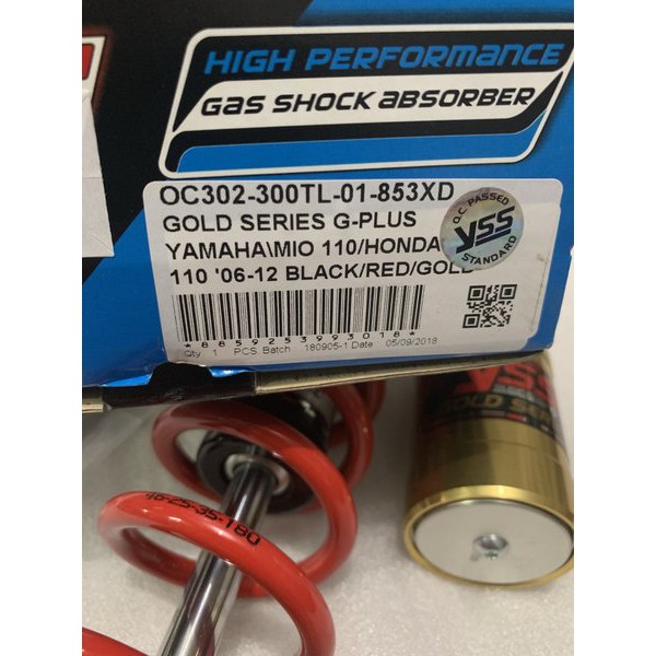 SHOCK YSS G PLUS MATIC 300 MM GOLD SERIES MIO - BEAT - VARIO - SCOOPY GOLD SERIES RACING ORIGINAL