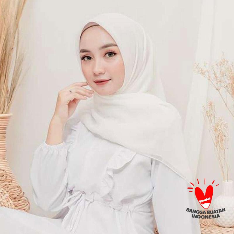 TERMURAH✅ Bella Square Hijab Segiempat BROKEN WHITE/ Hijab Segi Empat Polos | Basic Plain Jilbab Bel