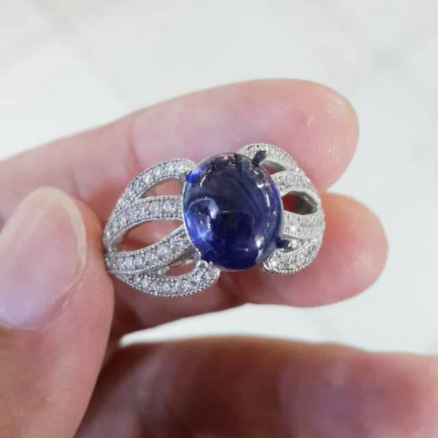 Cincin blue safir ikat perak