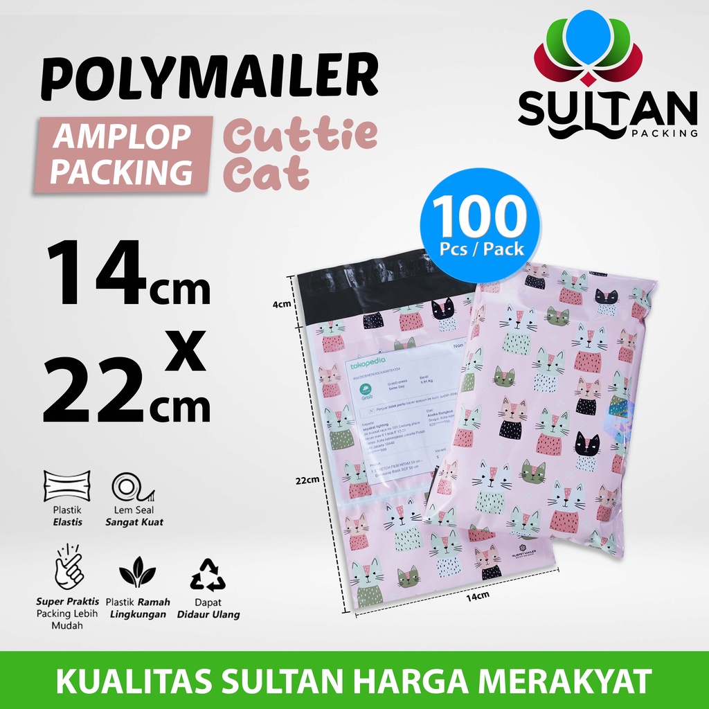 

Polymailer Polimailer 14cm x 22cm Amplop Plastik Packing Motif Cat Rusfet / PACK