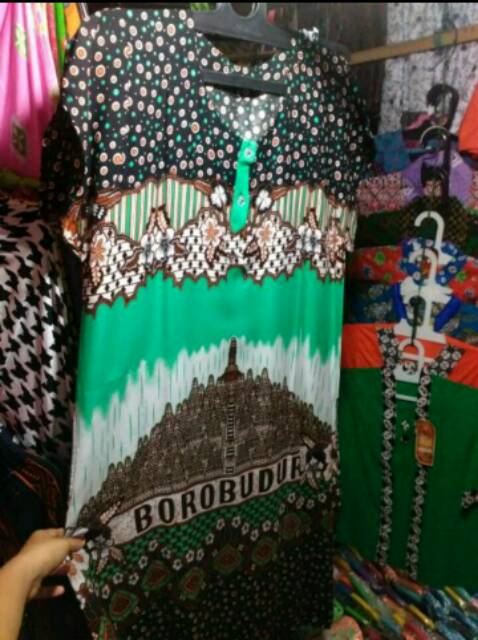 Daster Cantik Gambar Candi Prambanan dan Candi Borobudur/ baju tidur/ baju hamil/ daster batik murah