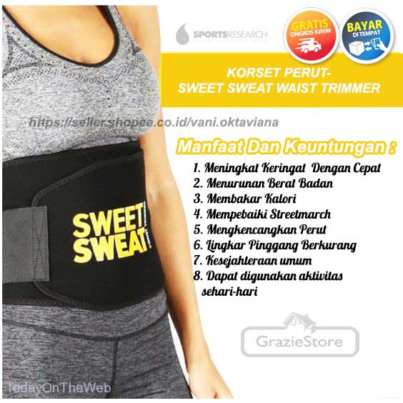 COD Korset Pelangsing Korset Pengecil Perut SWEET SWEAT WAIST TRIMMER PERUT Fit Shaper Belt 100% Ori