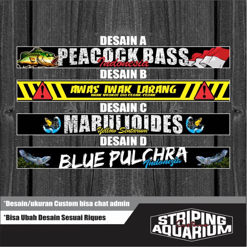 Stiker list Aquarium #5 | bisa riques nama/gambar/logo | ukuran 10cm-100cm