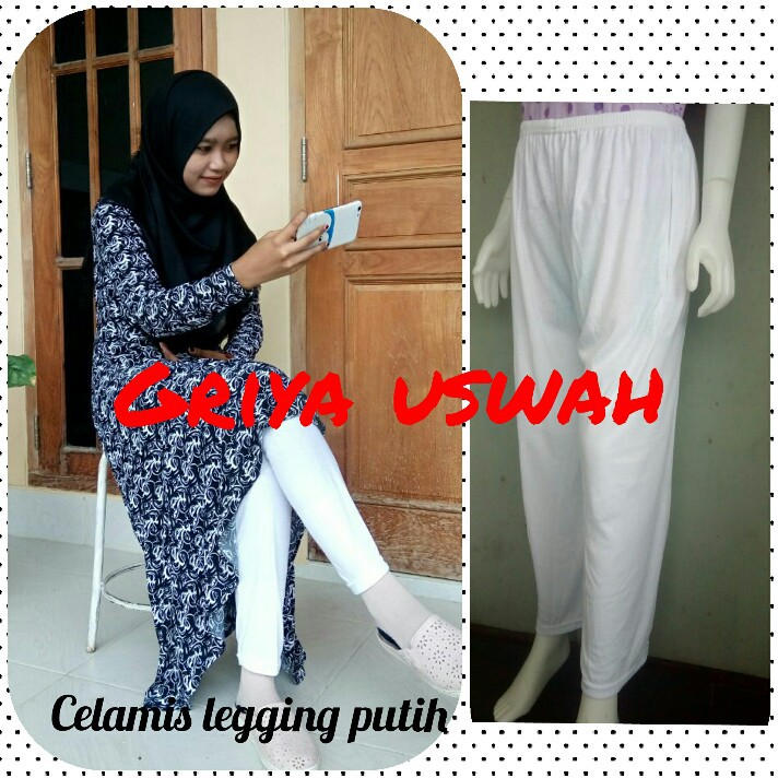 Legging putih, celana dalaman gamis celamis panjang cewek 