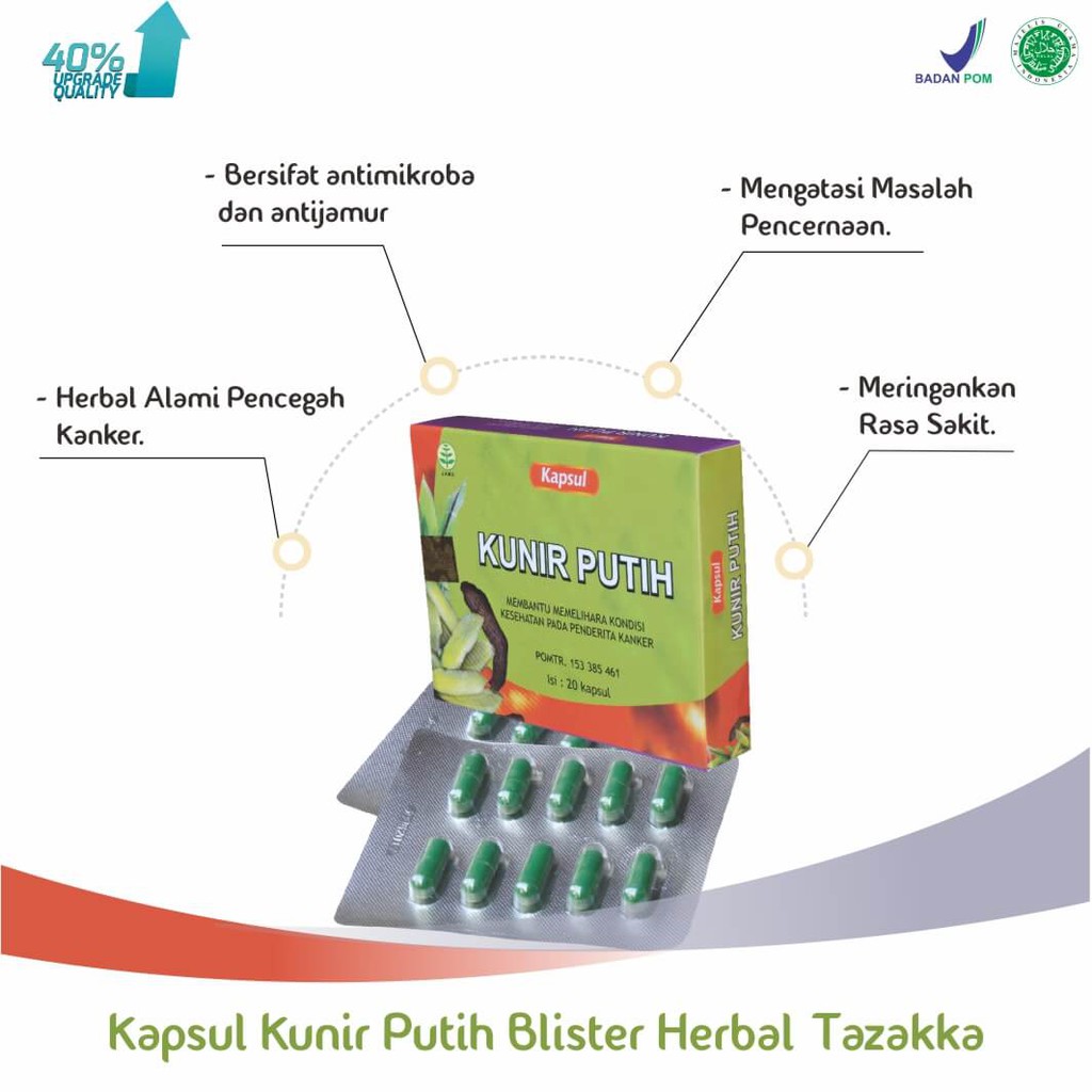 Obat Kista Ovarium Herbal Kanker Tumor Ekstrak Kunir Putih Tazakka Original 20 Kapsul Blister.