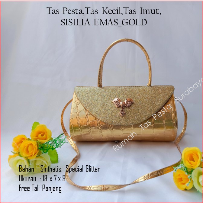 Tas Pesta,Tas Kecil,Tas Imut,SISILIA EMAS_GOLD