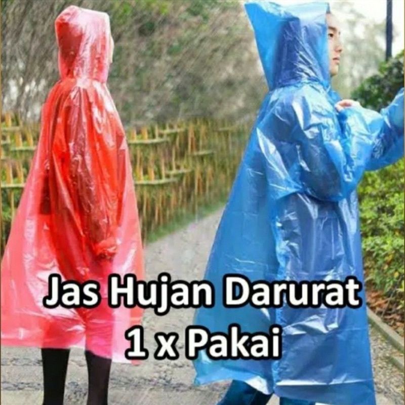 Jas Hujan Transparan Sekali Pakai Jas Hujan Darurat 1x Pakai