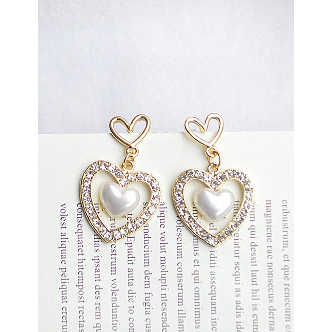 LRC Anting Tusuk Fashion Water Drop Pearl-plated Real Gold Love Drop