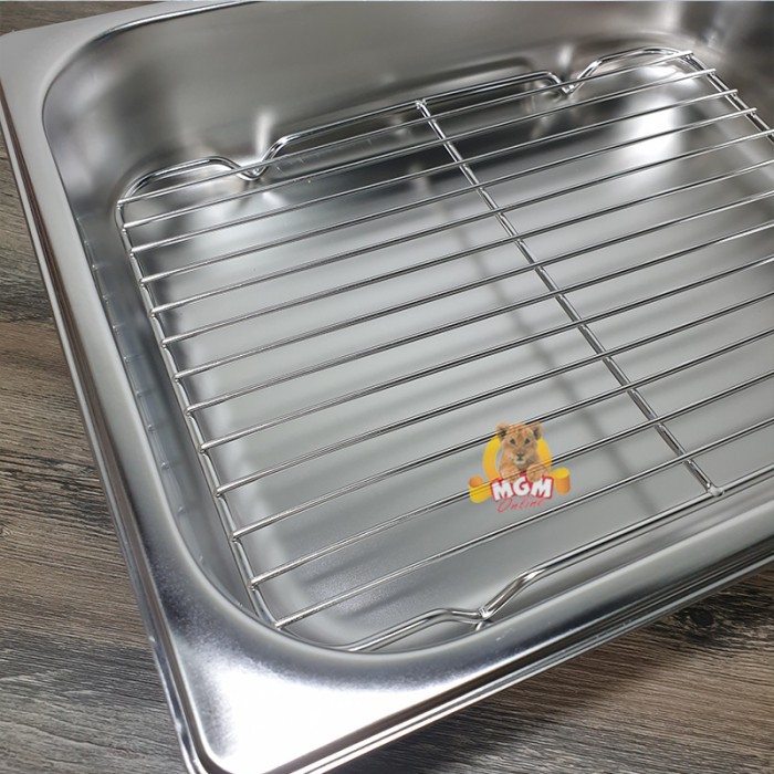 Peniris gorengan 20x27 PLUS nampan 1/2 foodpan stainless Tinggi 6.5cm