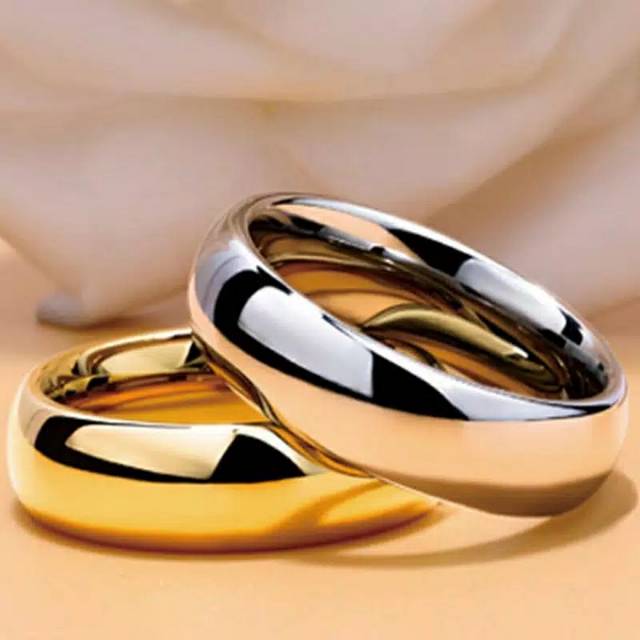 Cincin couple Titanium Stainless steel cembung anti karat selamanya Fashion Ring