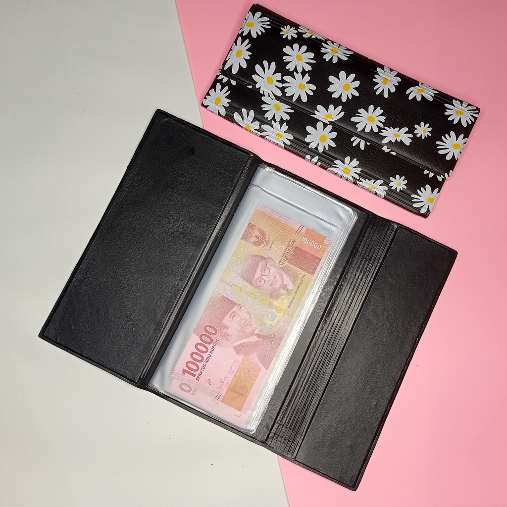 Wallet Organizer Dompet Disiplin Keuangan Dompet Pintar Pengatur Keuangan Bulanan Motif Bunga