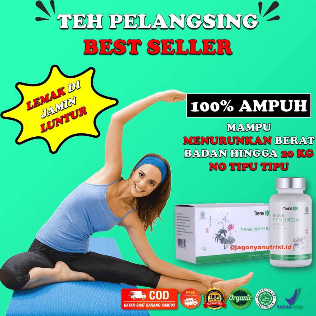 PELANGSING TUBUH PENURUN BERAT BADAN TIENS 1 BOTOL CHITIN 100 KAPSUL DAN 1 BOX TEH JIANG ZHI TEA 40 