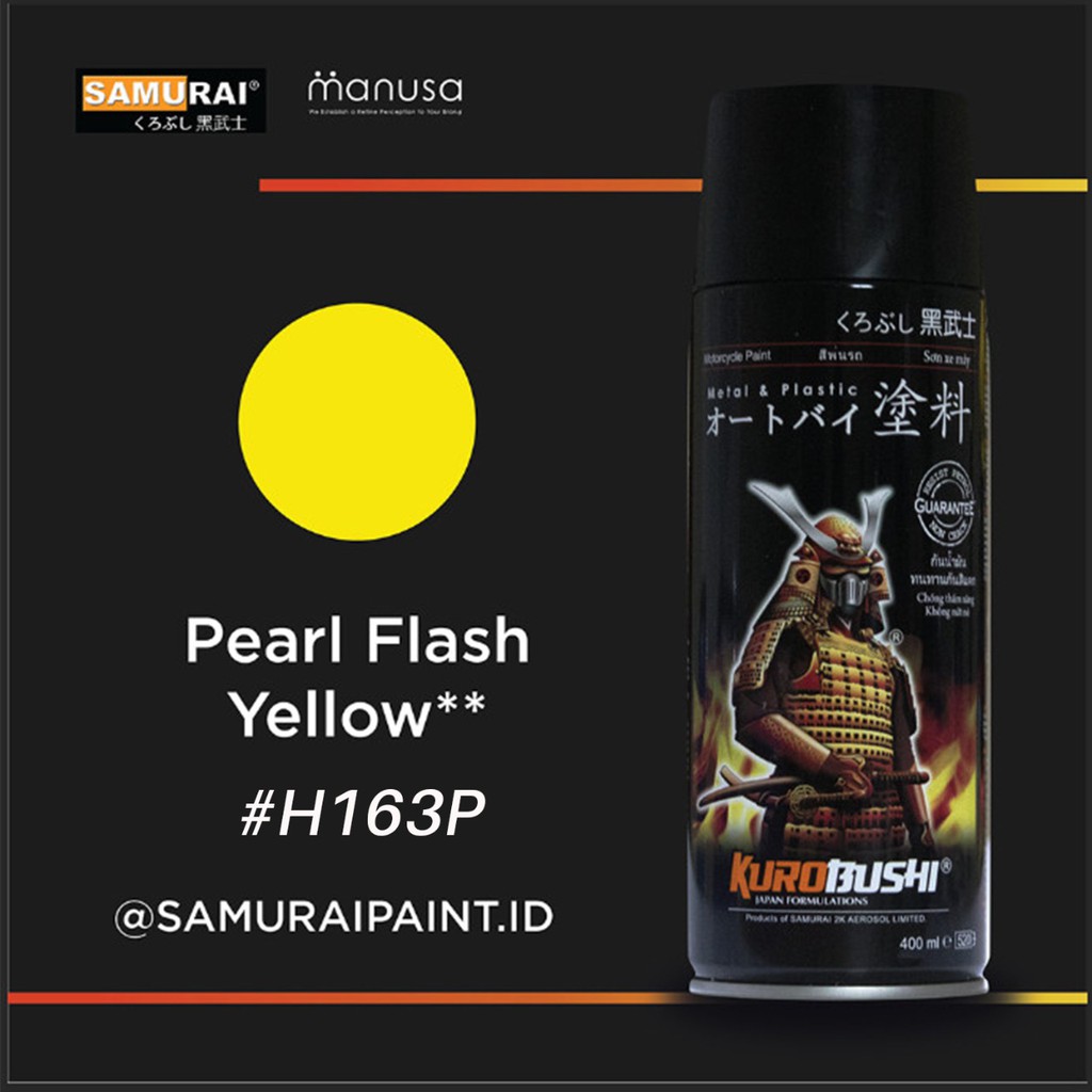 Samurai Paint Pearl Flash Yellow Honda # H163P Cat Aerosol Kualitas Kompresor, Samuraipaint.id