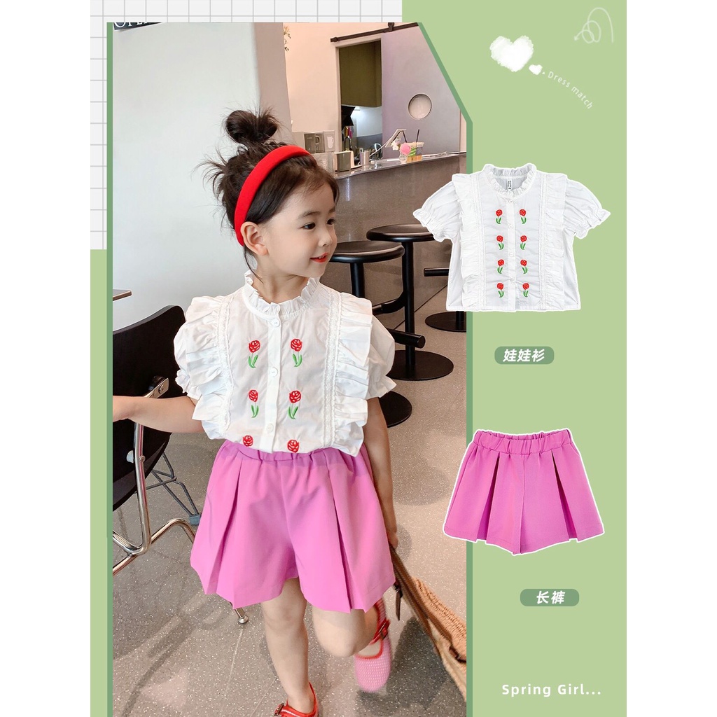 (LOLI-JKT) BS-278 SET ANAK CEWEK MAWAR PANTS UNGU SIZE 100-140