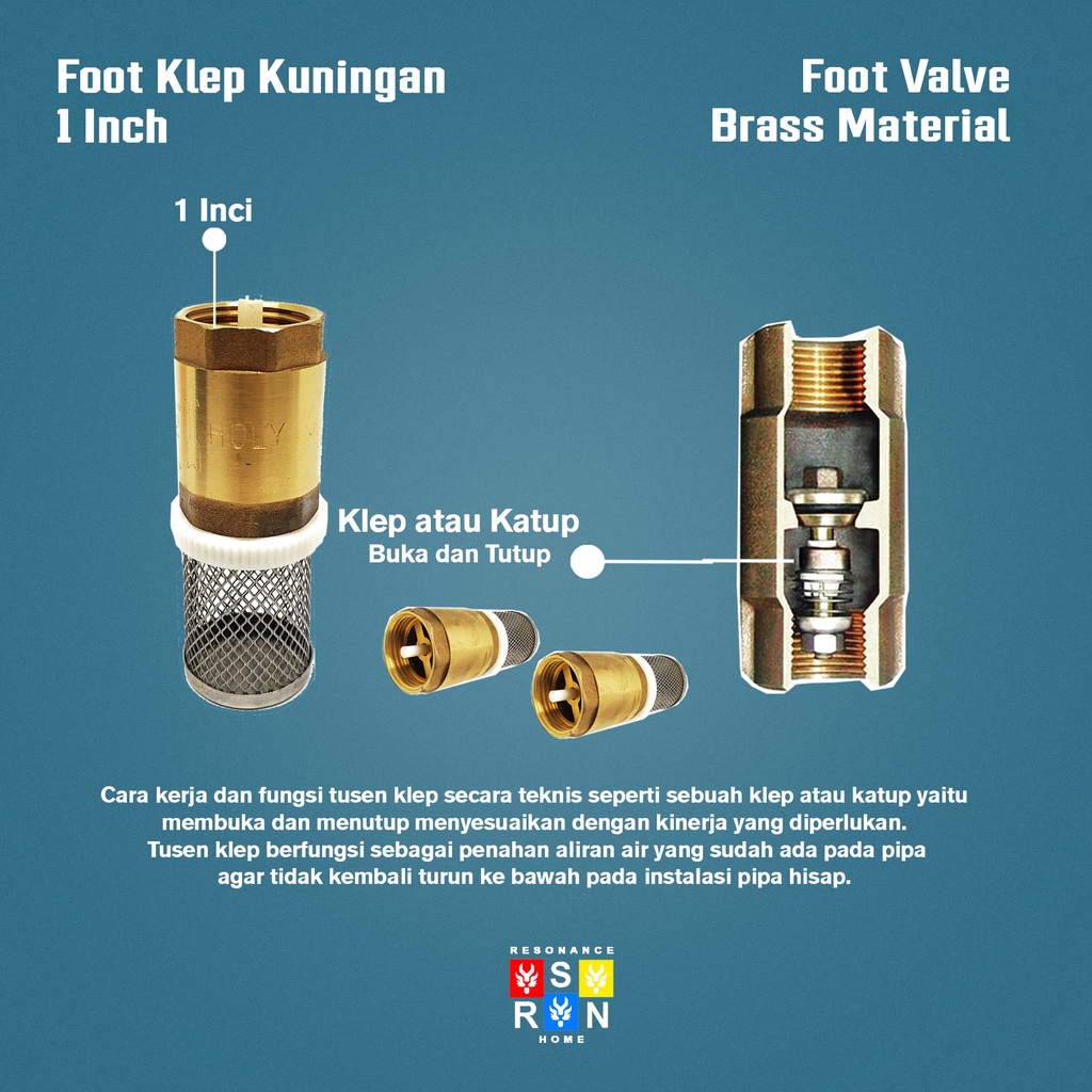 Foot Klep 1 Inch Kuningan / Saringan Tusen Pompa Resonance Home