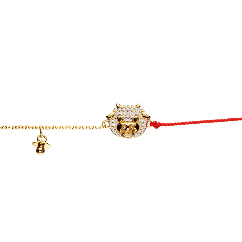 [Ready Stock]Fashion Personality Diamond Stud Calf Red Rope Bracelet