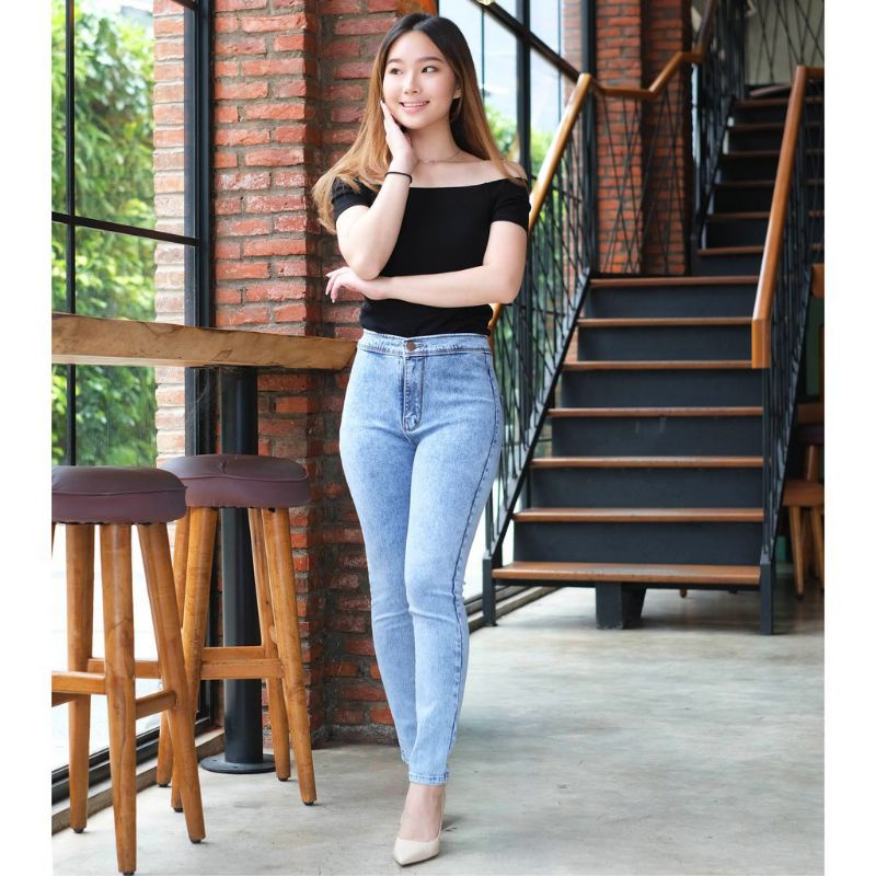 CELANA JEANS WANITA//HIGHWAIST POLOS PREMIUM// ORI SOFT JEANS