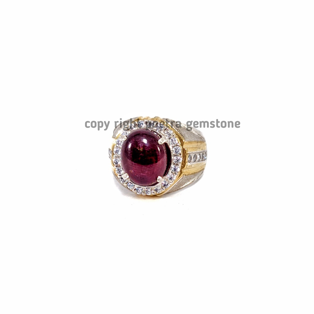 Natural Batu Permata Ruby Star Corundum Ring Perak RSC01