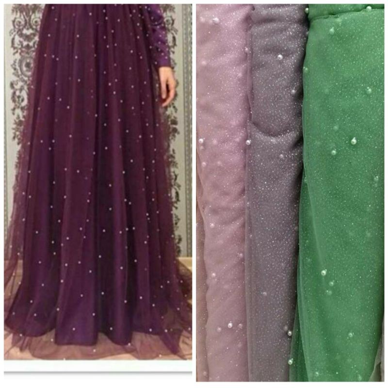 kain tile polos mutiara semi prancis