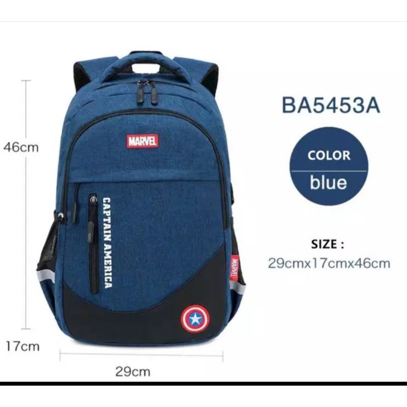 WAISTBAGS {{BISA COD}}TAS RANSEL LAPTOP TERBARU UNISEX MARVEL DENIM