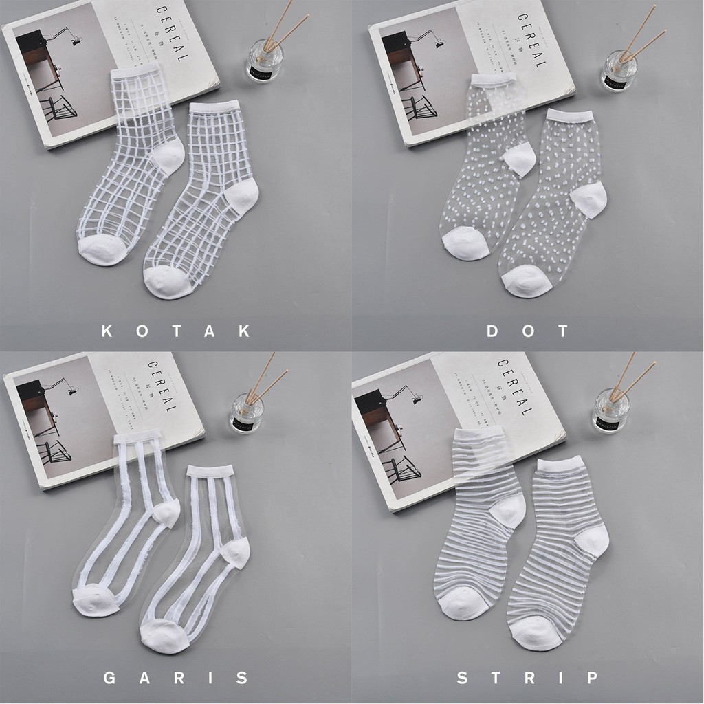 KK-13 kaos kaki wanita transparan pattern socks sock import japan