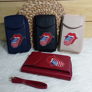 ADOLANE 523 DOMPET HP  BORDIR  ROLLING STONES / TAS DOMPET BORDIR / DOMPET MURAH