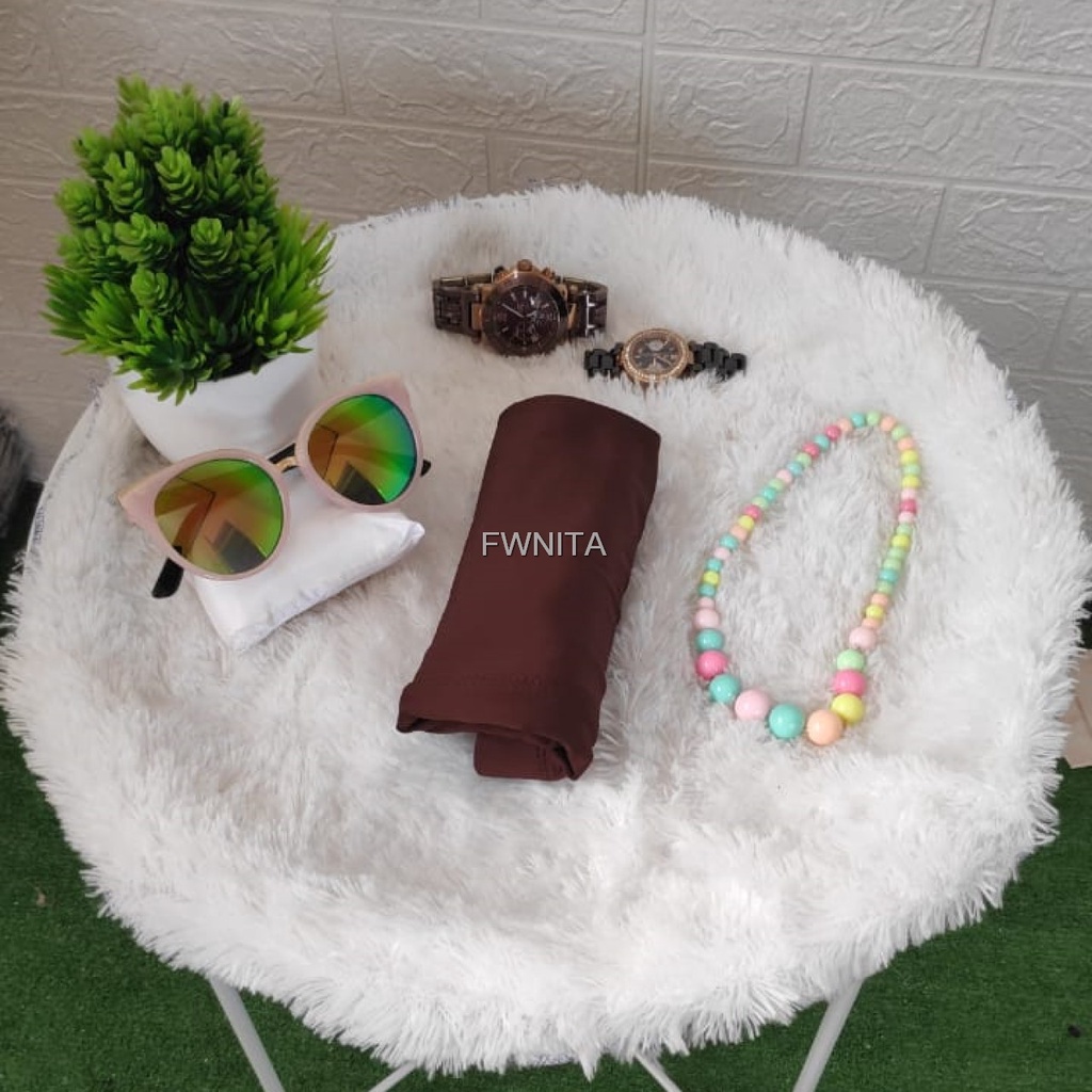 GAMIS LEBARAN MANSET ADEM LENGAN PANJANG MANGSET & MANSET ADEM LENGAN KUTUNG MANGSET POLOS WANITA INNER DRESS-COKLAT TUA