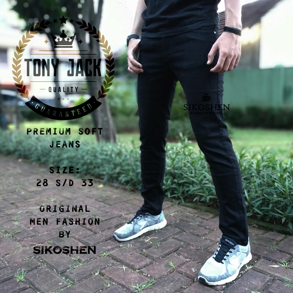 Celana Jeans Pria Original TONY JACK / Soft Jeans Panjang Biru Muda Wash