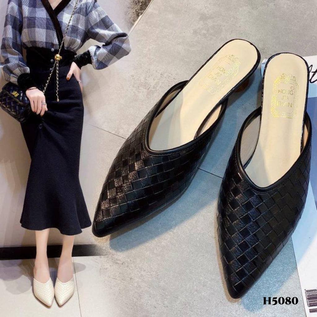 PRF RESTOCK Low Heels Slope Woven Fashion Korea H5080