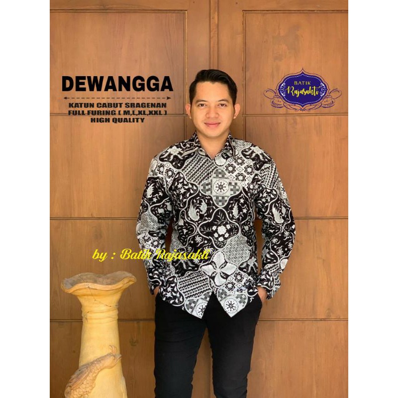 Kemeja Batik Lengan Panjang Pria Batik Pria Hitam Putih Lengan Panjang DEWANGGA