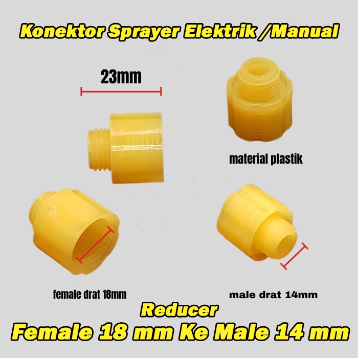 Konektor Reducer Female 18 mm Ke 14 mm Male Sprayer Elektrik Manual Nepel Conector - B3A2